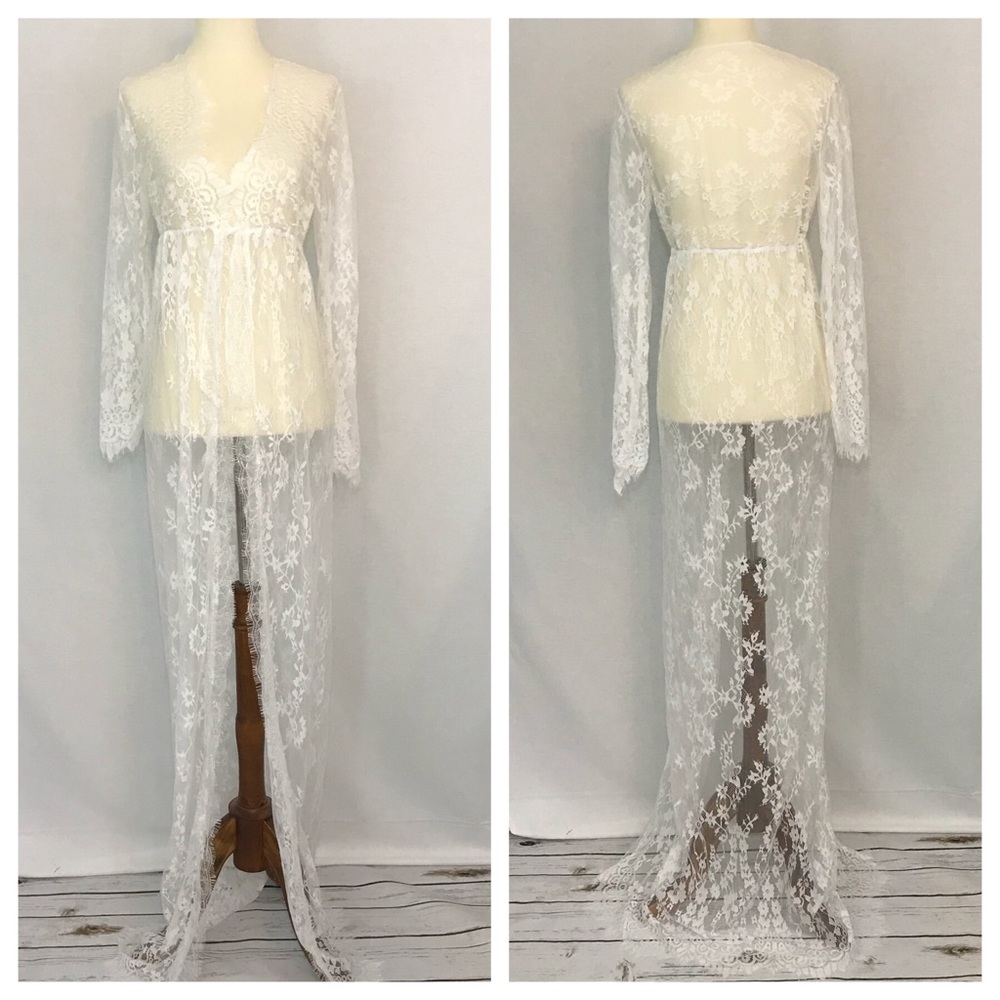 Gorgeous Eyelash Lace Extra Long Maxi Maternity Gown - Picture 8 of 16